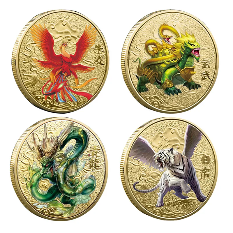 Chinesische Mythologische Kreaturen Goldmünze – Drachen-Challenge Sammelmünze, 40x3 Mm, Aus Eisen