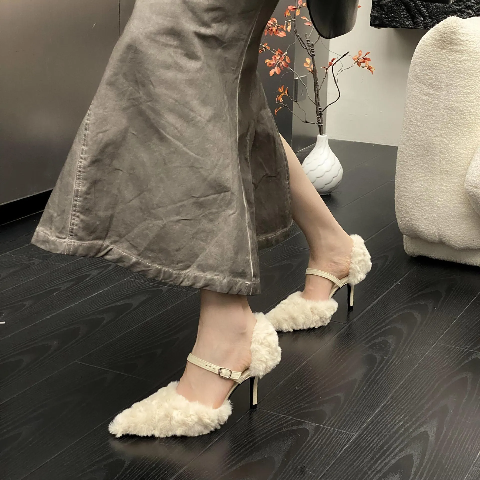 princess polly baby blue dress Winter Women Mini Snow Boots Short Ankle Slippers Indoor Cozy Fleece Lined  Thick Sole Fuzzy Non-Slip House Cotton Shoes main image 0