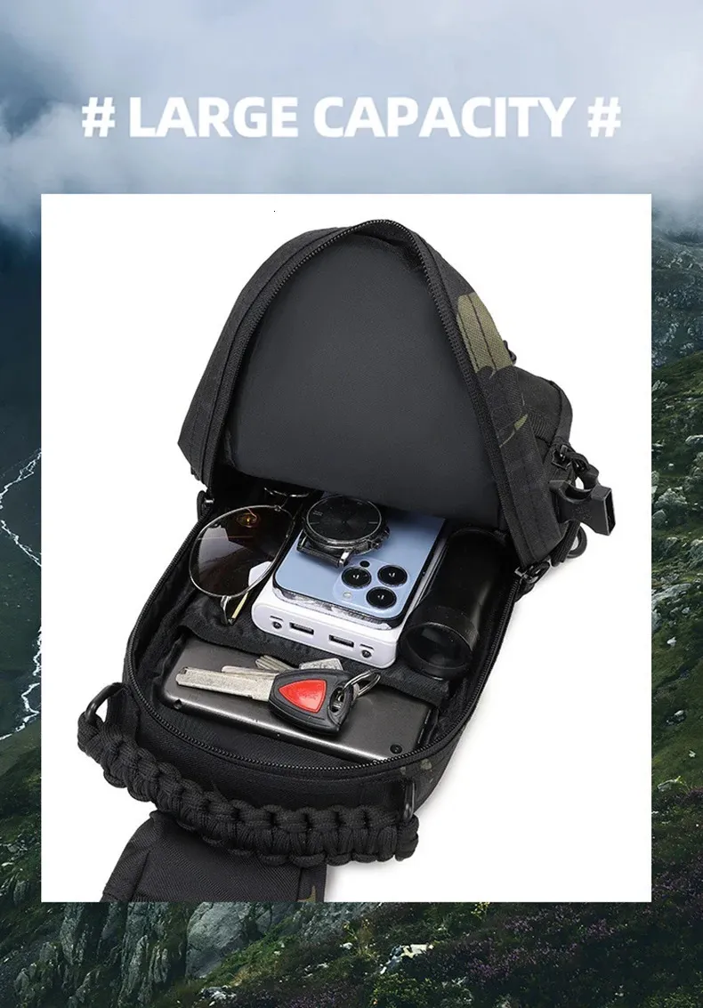Sac De Poitrine Tactique HUAJINGKEJI – Polyester Résistant, Bandoulière Réglable, Pour Pêche, Running, Vélo, Randonnée