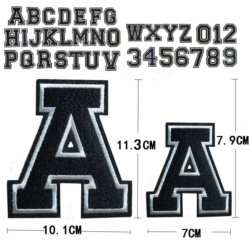 Uniform Lettering Iron On Embroidered Letters Patches - 11.3cm Jersey Numbers, Alphabet ...