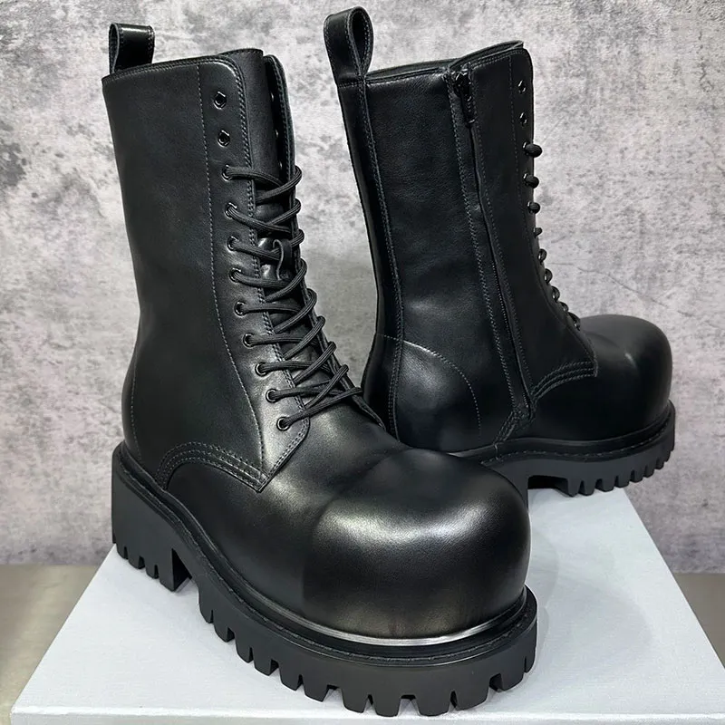 Stomper Mens Leather Winter Boots Anti Slip Rubber From Factory