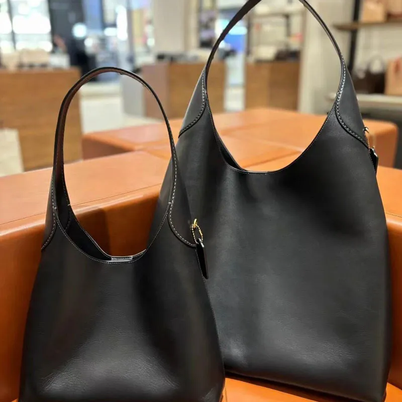 Black Leather Tote Bag for Women Designer Hobo Shoulder Bag with Large  Capacity and Armpit Wallet