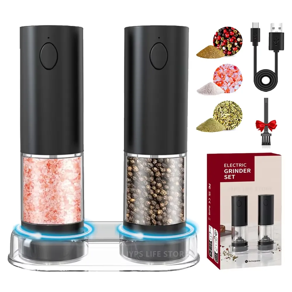 Electric Salt & Pepper Grinder Rechargeable USB Charging Spice Mill ...