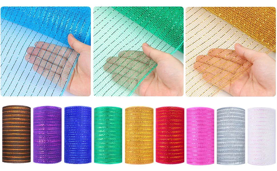 Yarn Mesh Ribbon 6 Inch Mesh Yarn Roll - 10 Yards, Craft Ribbon for Gift Wrapping ...