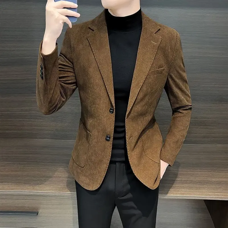Men's Polyester Blazer Jacket for Autumn and Winter Business Scenes ...