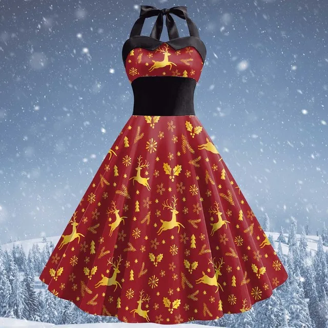 white christmas dresses A-Line Cocktail Black Dress 1950s Dress Christmas Red Green Dress Fall –  JiMiss Dresses main image 1