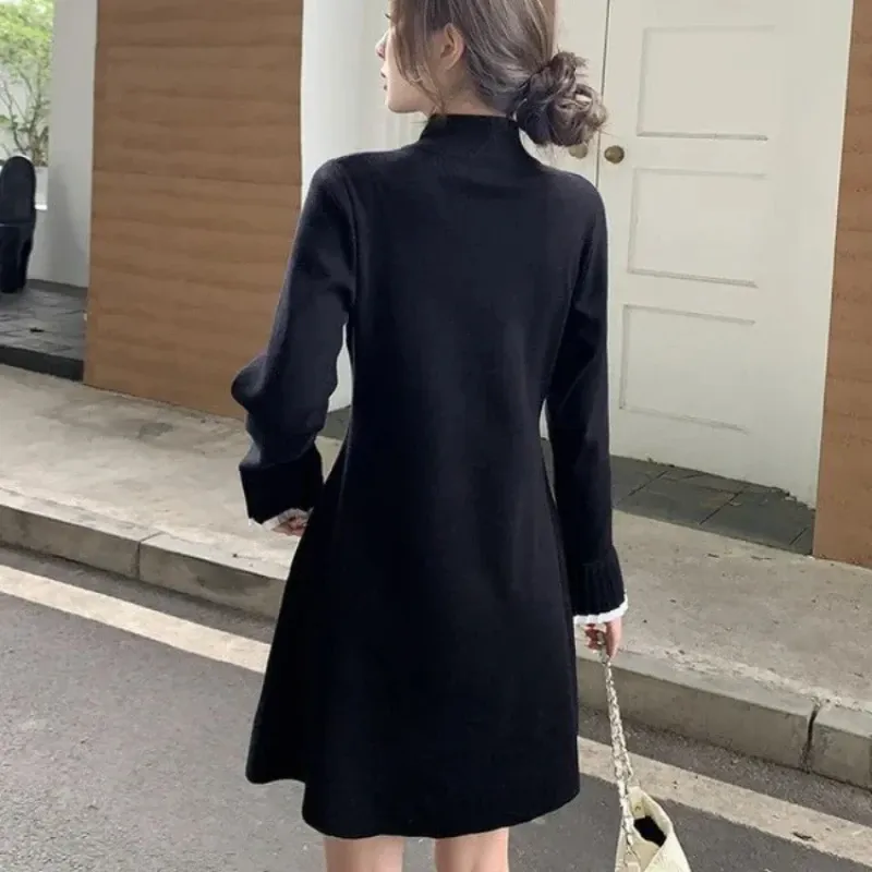 Stylish Black Knitted Black sweater dress for Women - Autumn/Winter Collection - XXL G Elastic - Elegant & Trendy - Aesthetic X Crochet Stylish Black Knitted Black sweater dress for Women - Autumn/Winter Collection - XXL G Elastic - Elegant & Trendy - Aesthetic X Crochet