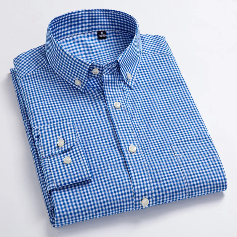 Men's Oxford 100% Cotton Plaid Casual Dress Shirt with Turn-down Collar and  Single-Breasted Closure from Dhgate Men's Casual Shirts - price 17.01