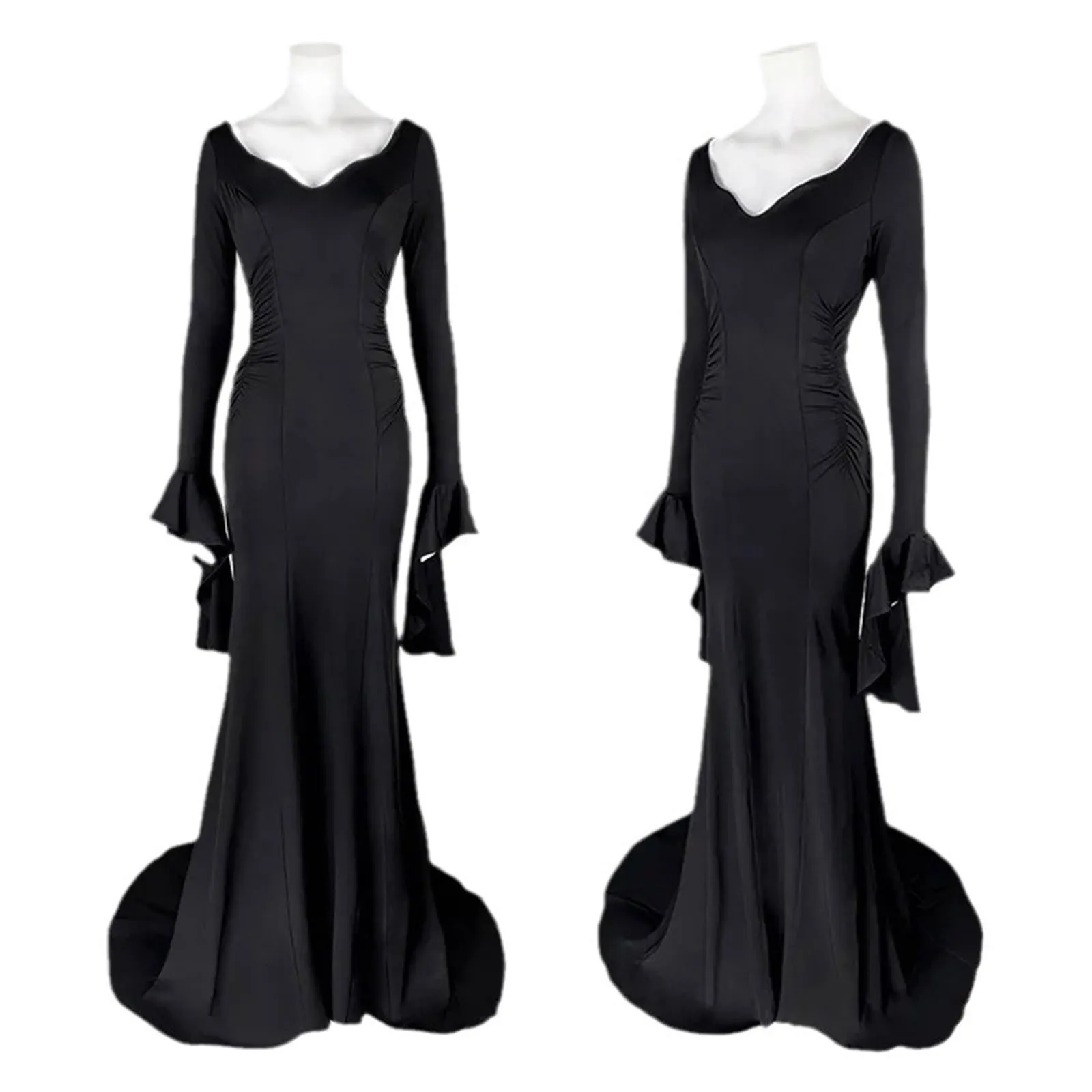 Vestido Maxi De Manga Larga De Vampiro Gótico Para Mujer, Disfraz De Bruja  Sexy De Halloween, Bata De Fiesta De Terciopelo Negro De 23,9 € | DHgate, image size:1600x1600