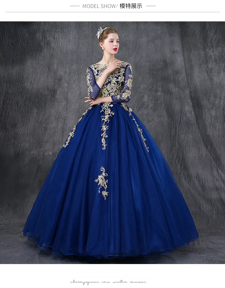 royal blue renaissance dress Beige and Light Blue Medieval Dress - Cotton