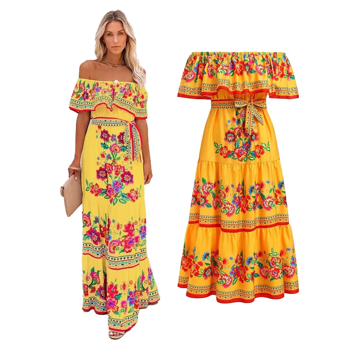 slim fit dress slacks Embroidered Mexican Dress: Off-Shoulder Manta Cotton Fiesta Dress  Raquells