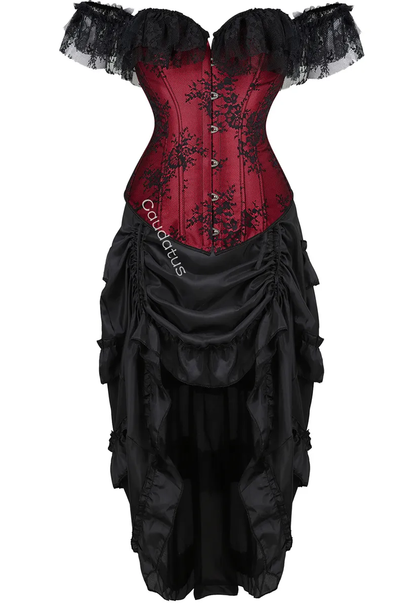 Corset And Garter Set, Red Overbust Corset Dress Tutu Skirt Set With Lace  Sleeves, Burlesque Outfit, Plus Size Vintage Red From Uledemode_official,  $26.62 | DHgate.Com