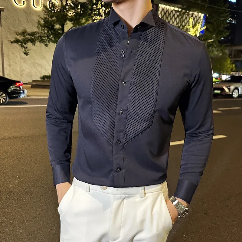 slim fit wing collar dress shirt Men's Jos. A. Bank Comfort Stretch Slim Fit Wing Collar French Cuff Five-Pleat Tuxedo Shirt at Jos. A. Bank, Cream/White, Size 16 1/2 X 34