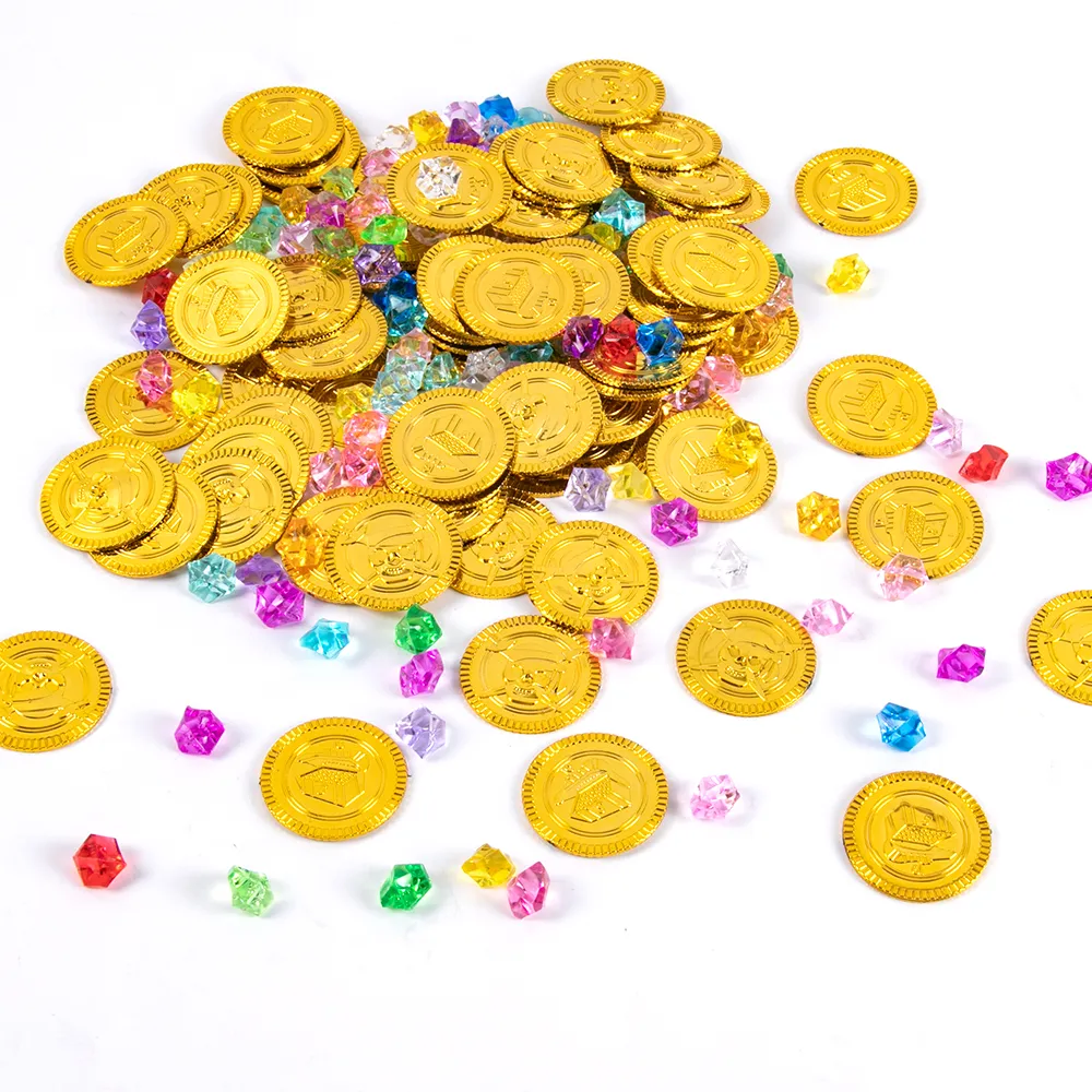 Pirate Gold Coins & Gems Set - 50/- Treasure Chest Party Favors ...