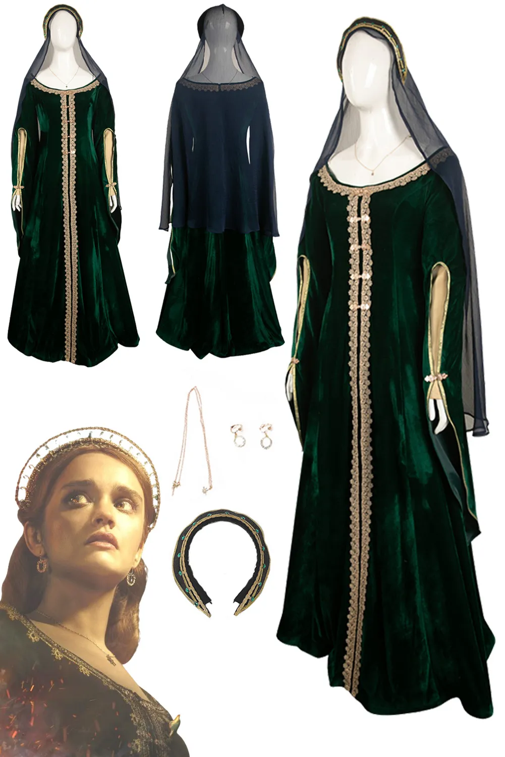 Alicent Hightower Cosplay Dress Dark Green Velvet,... From  Uledemode_official, $73.58 | DHgate.Com