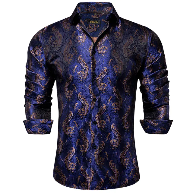 mens blue and gold dress shirt Non-Iron Cotton Stripe Dress Shirt With Contrast Trim - Blue/gold