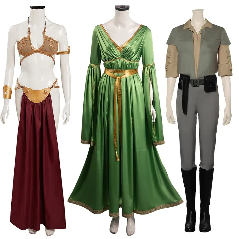 open lace back dress Star Wars Princess Leia Cosplay Costume Brown Vest Uniform Halloween C –  ACcosplay main image 1