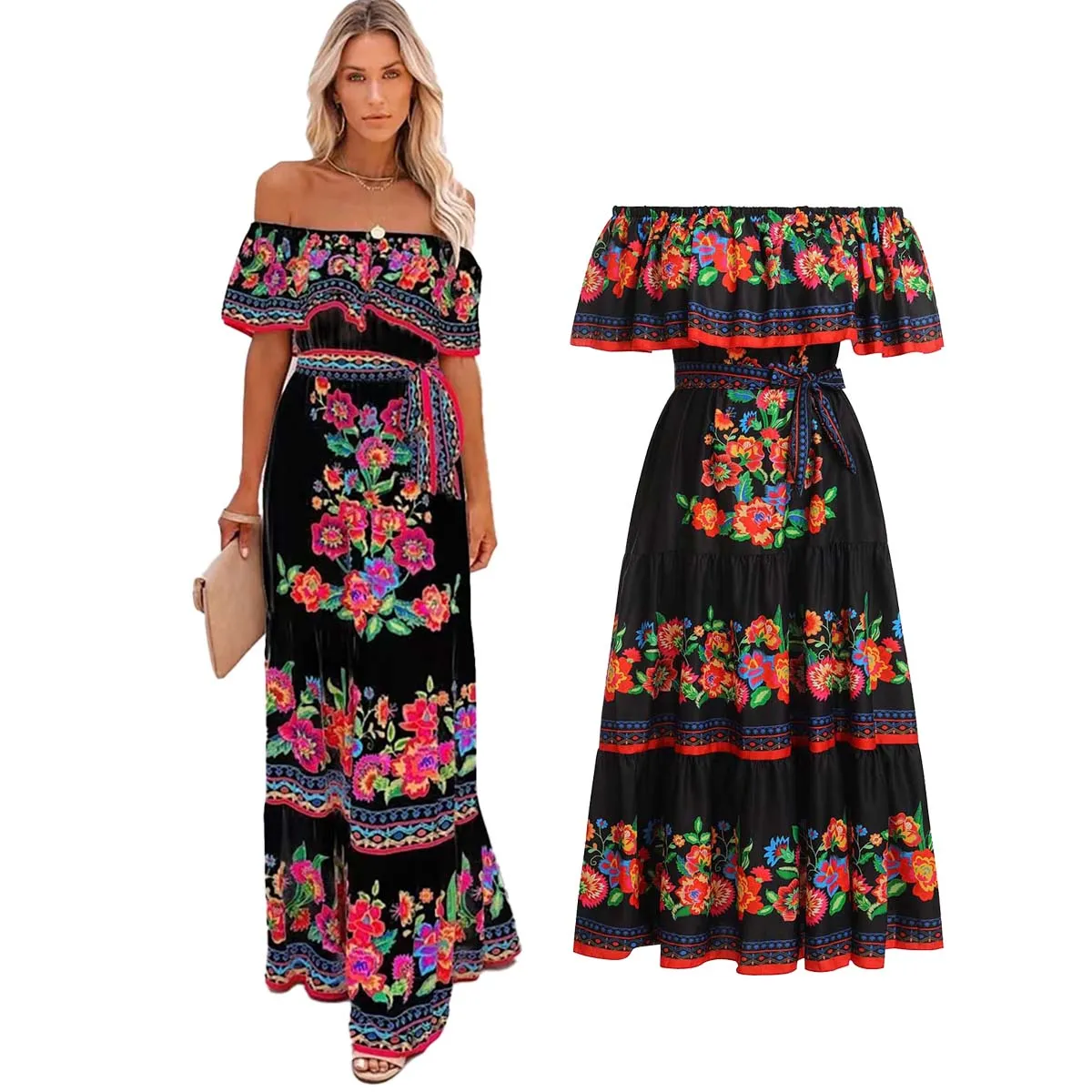 slim fit dress slacks La Mexicana Handmade Embroidered Dress  Cielito Lindo