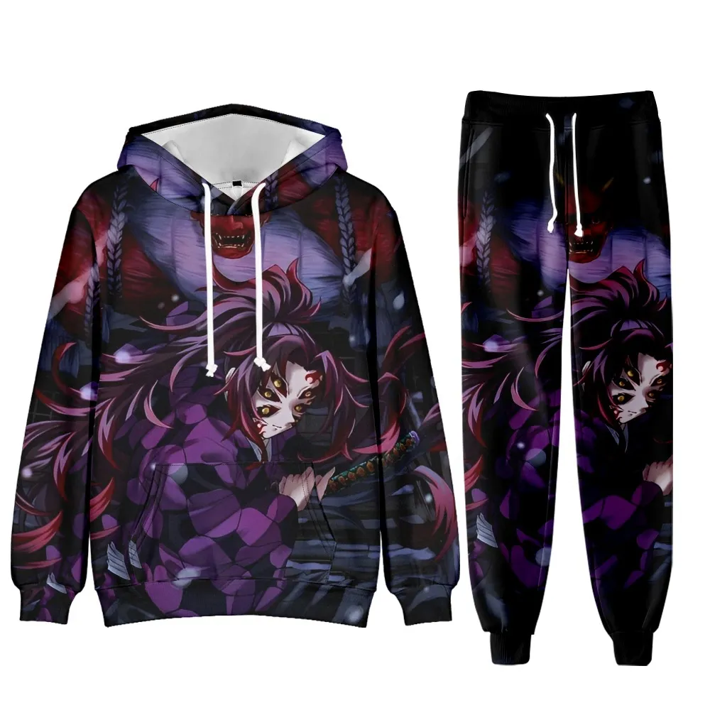 RASBCTK Demon Nezuko Kamado Slayer - Sudadera estampada con capucha para niña en 3D, disfraz de animé para cosplay, morado, talla L, Púrpura