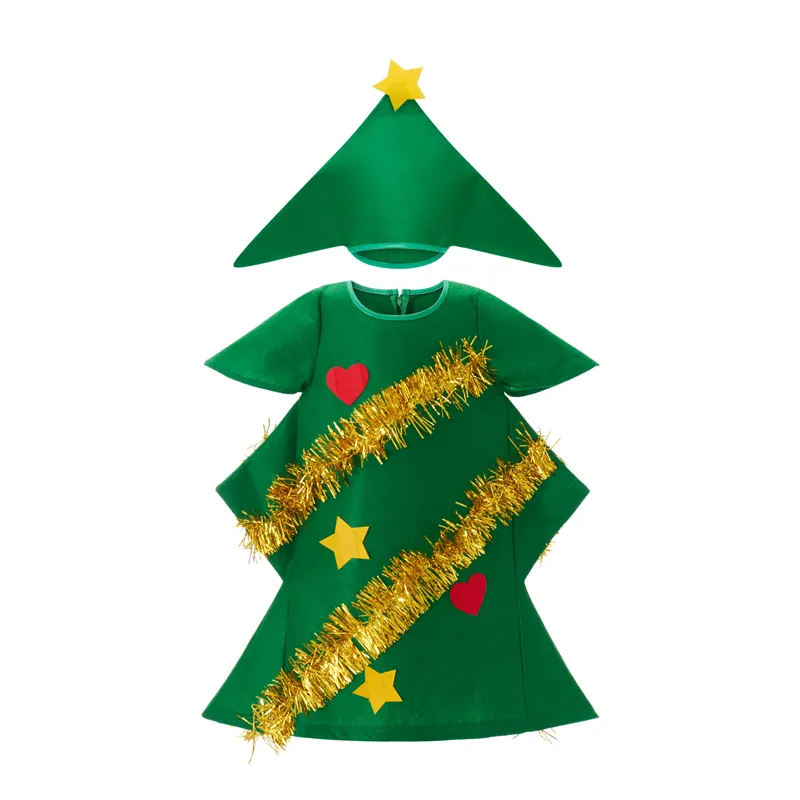 Kids Girls Christmas Tree Costume 2-Piece Polyester Patchwork Dress with  Hat Set from Dhgate Others Apparel - price 17.2