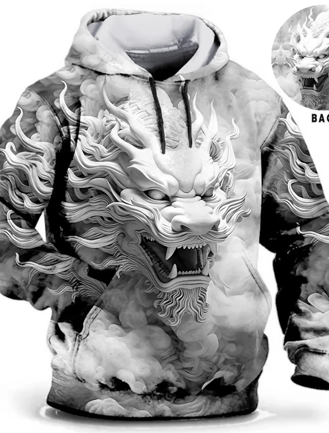 Sweat à Capuche Imprimé 3D Dragon Unisexe Enfants - Pull Drôle Manches Longues Garçon Fille