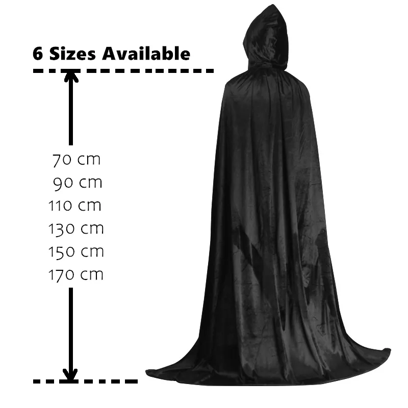Capa De Vampiro Con Capucha Para Halloween – Talla Única De 110 Cm, Ideal Para Disfraces De Muerte, Caballero Y Cosplay