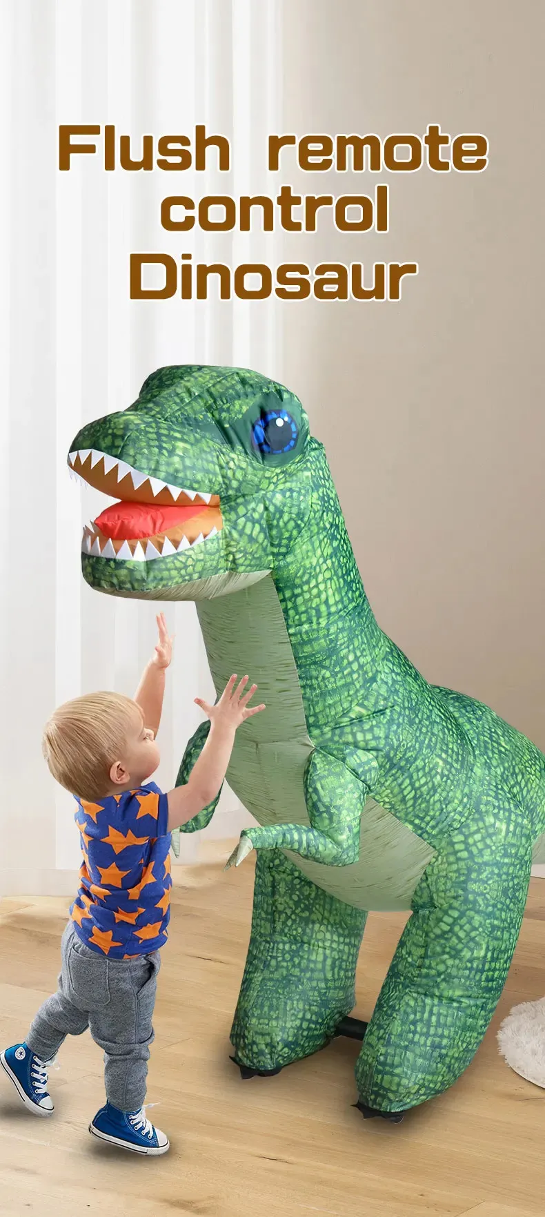 Dinosaurio Inflable Teledirigido Con Mando - Sonido, 360°, Movimiento 4 Direcciones, Juguete Para Niños 4-12 Años