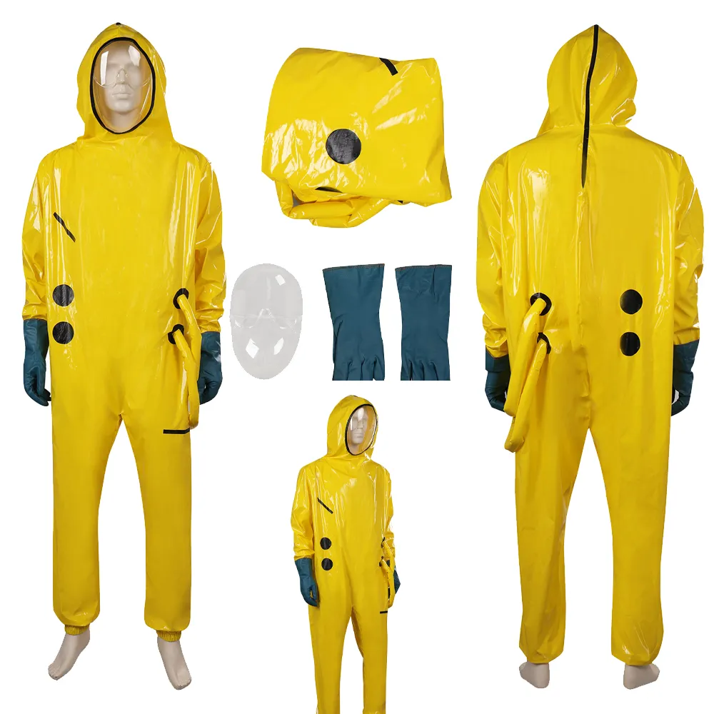 The Backrooms Cosplay Wanderer Costume Set for Men Yellow Faux