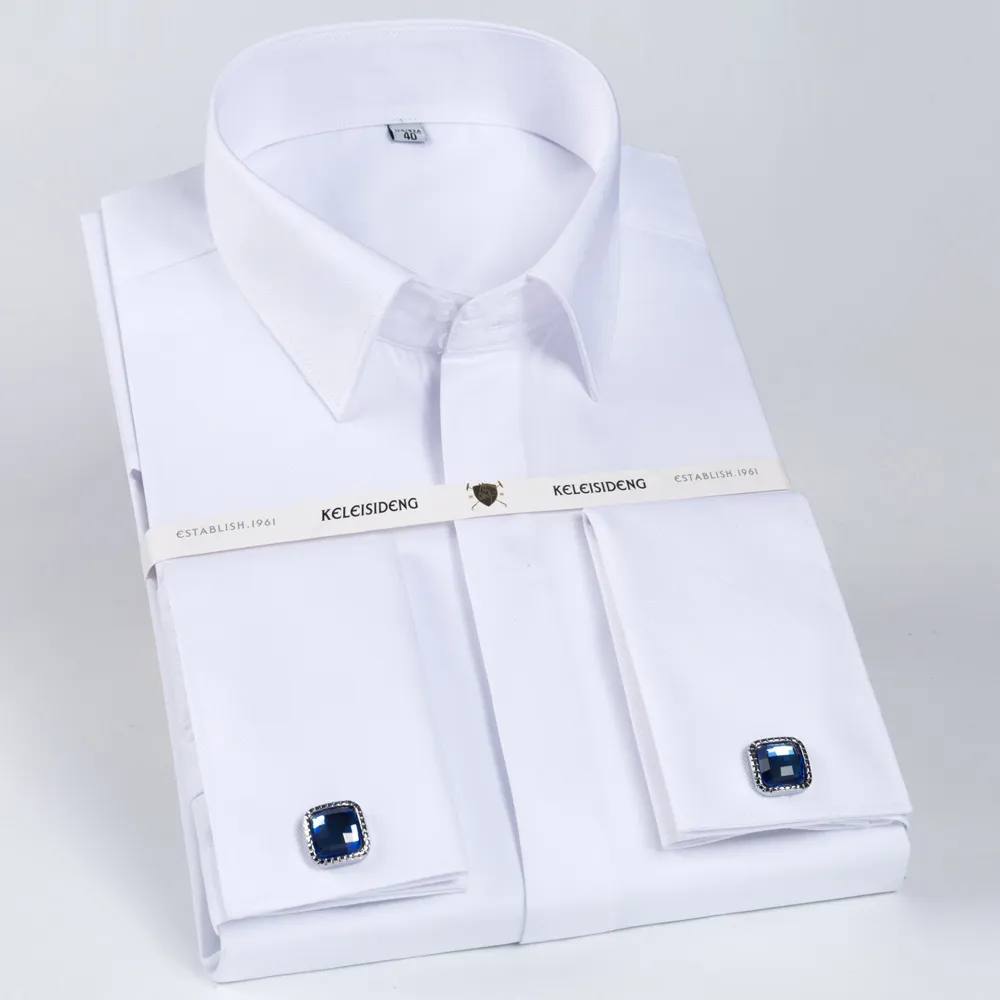 Men's Classic French Cuff Hidden Button Dress Shirt Long-Sleeve Formal  Business White 60% Cotton 40% Polyester from Dhgate Men's Casual Shirts -  price 76.9