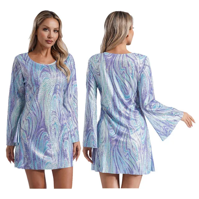 Womens Sequin Disco Dress 70s 80s Retro Flare Long... From Dh2958055, $17.3  In Bulk | DHgate.Com