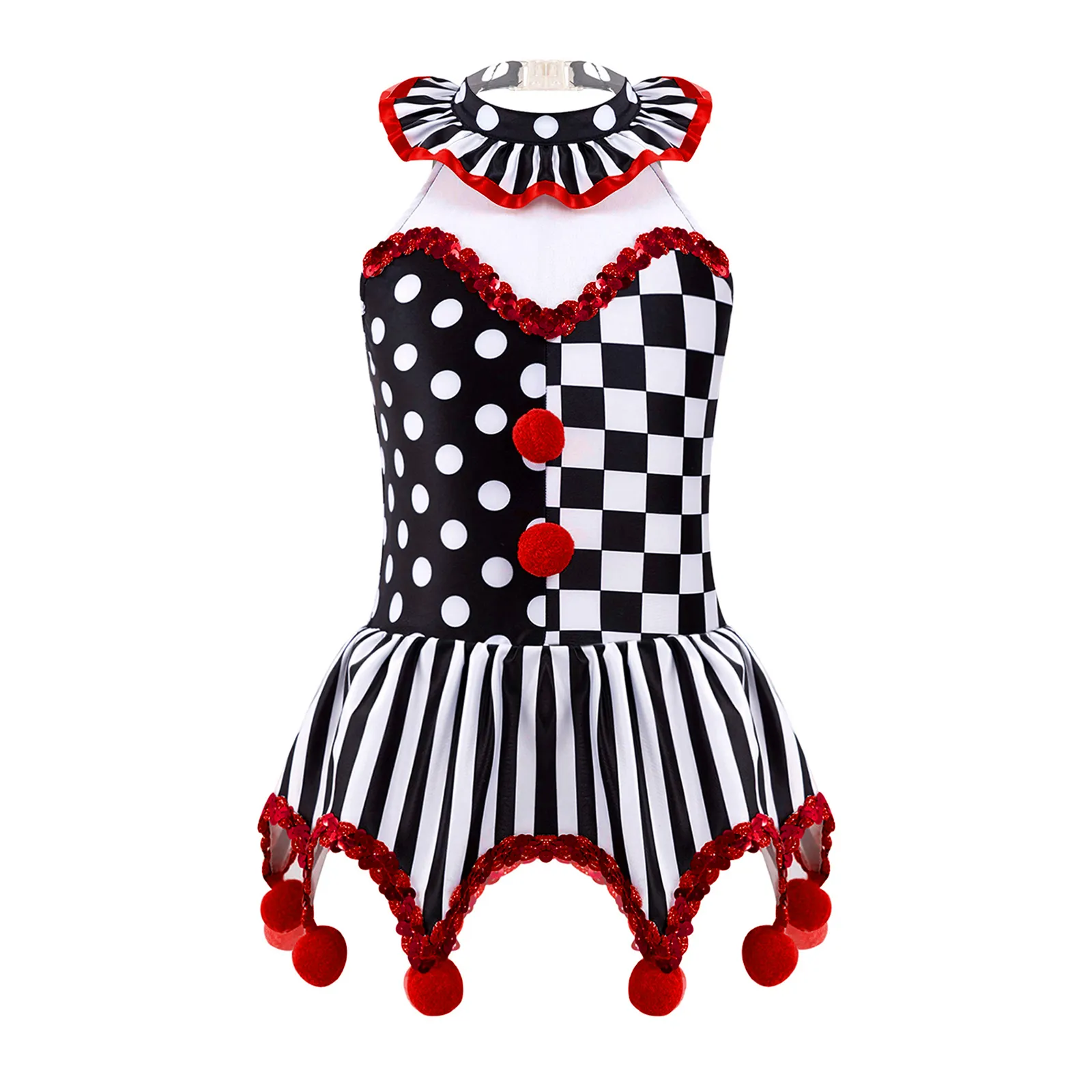 Kids Girls Circus Clown Costume Set Black White Grid Spandex Leotard with  Tutu and Pompoms from Dhgate Others Apparel - price 12.34