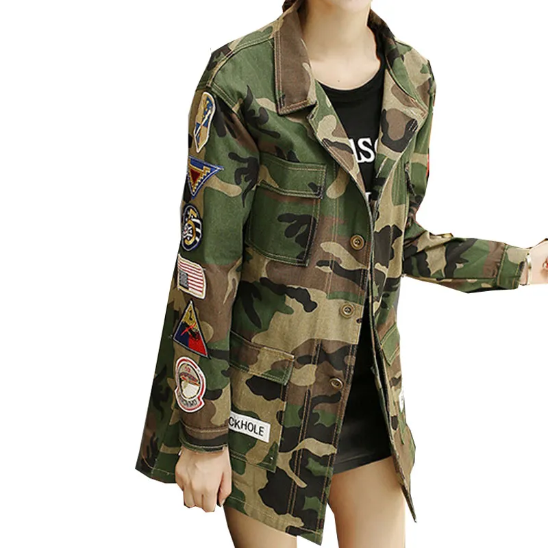 New Women Autumn Winter Camouflage BF Camo Jacket Female Military