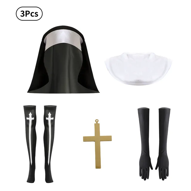 Nun Costume Set: Headgear, Gloves & More | Cosplay display picture 1