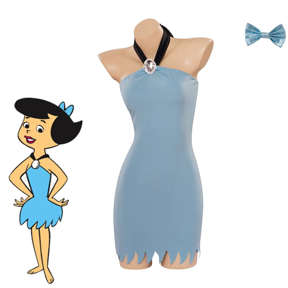 Disfraz De Escombros De Betty Sexy Blue Dress For Women, Flintstones  Cosplay Atuendo Con Corbata De Lazo Para La Fiesta De Halloween De 76,56 €  | DHgate, image size:1000x1000