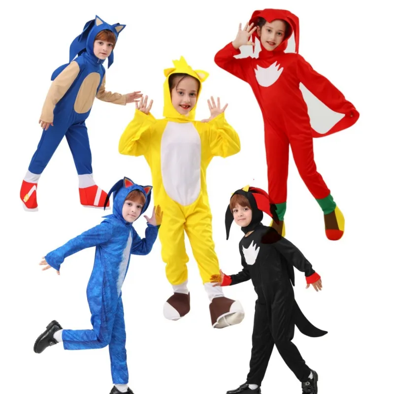 thumbnail image 2 of Boys Sonic Shadow The Hedgehog Costume – Kids Cosplay Party Jumpsuit Outfit 2 of 5