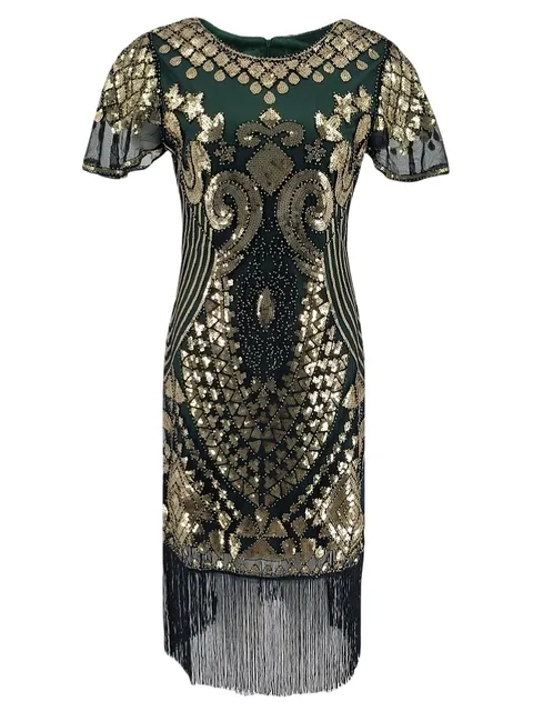 gold flapper dress plus size CHAMPAGNE BEADED WATERFALL DRESS – AS by DF main image 1
