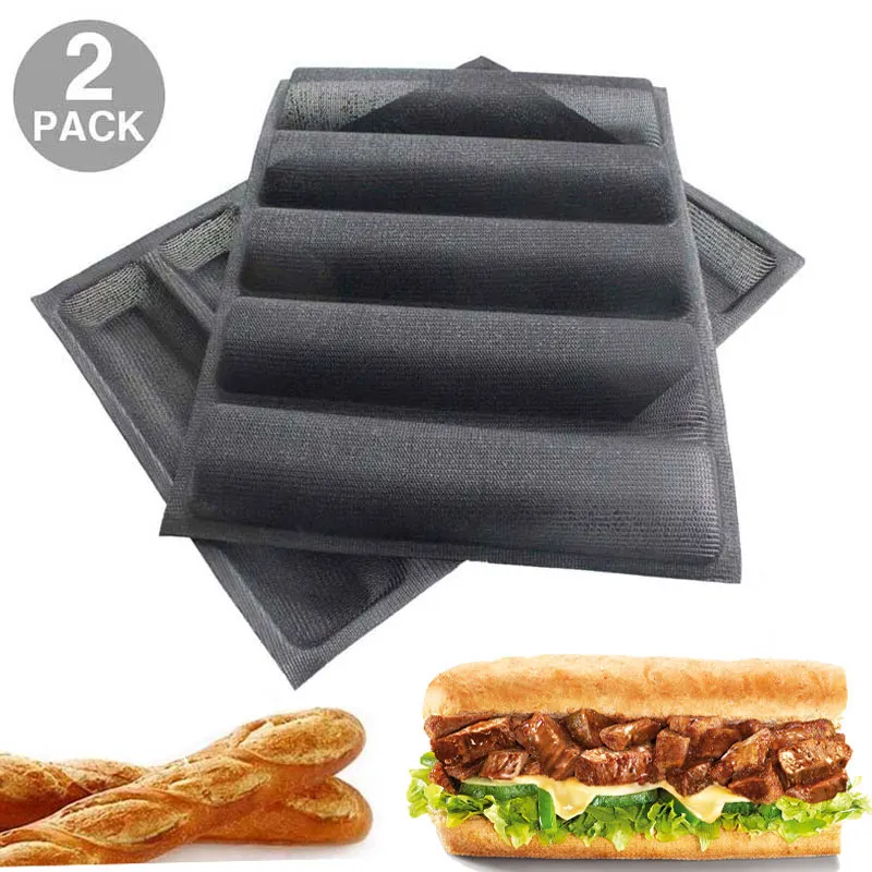 Non-Stick Silicone Loaf Pan Set Pack Subway Bread Mold for