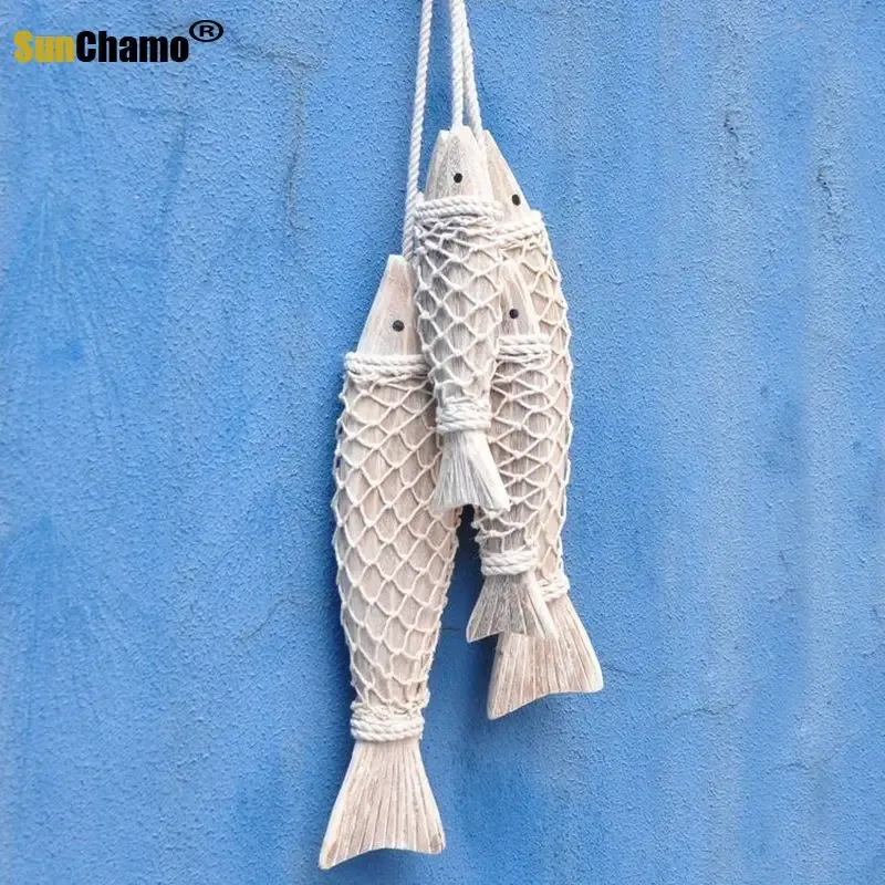 Hand Carved Wood Fish Wall Art Set - Mediterranean Coastal Decor, Set ...