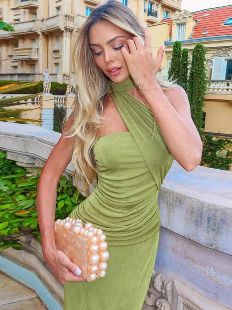 chinese dress ladies PALOMA ONE SHOULDER RUCHED MESH BODYCON MAXI DRESS
