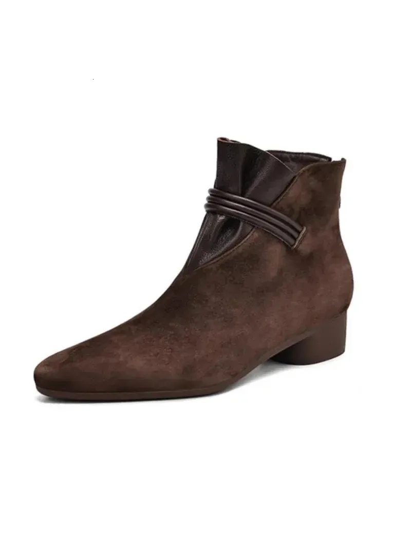 Stivaletti eleganti da donna punta affusolata tacco basso con zip_voghion.com