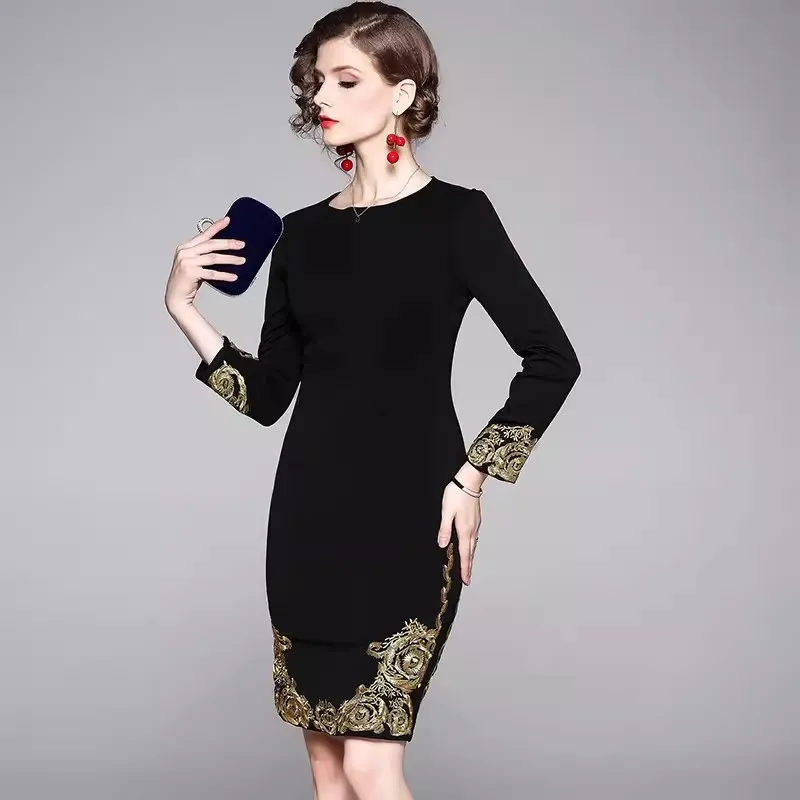 black and gold womens dresses Black Long Gold Sequins Fitted Deep V Neck Ruffle Sleeve Formal Dress –  Sultan Dress main image 1