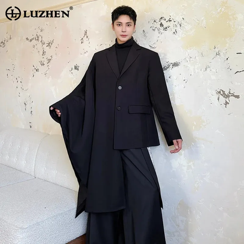 LUZHEN Mens Asymmetrical Cape Blazer Jacket  From