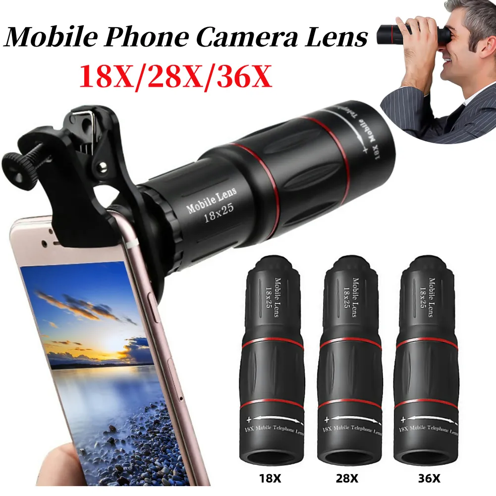 Save Big on Bulk Mobile Phone Zoom Lens Cell Phone Telephoto Lens:  18/28/36X Zoom Monocular Telescope Camera Scope For Phone With Clip On  Ideal For