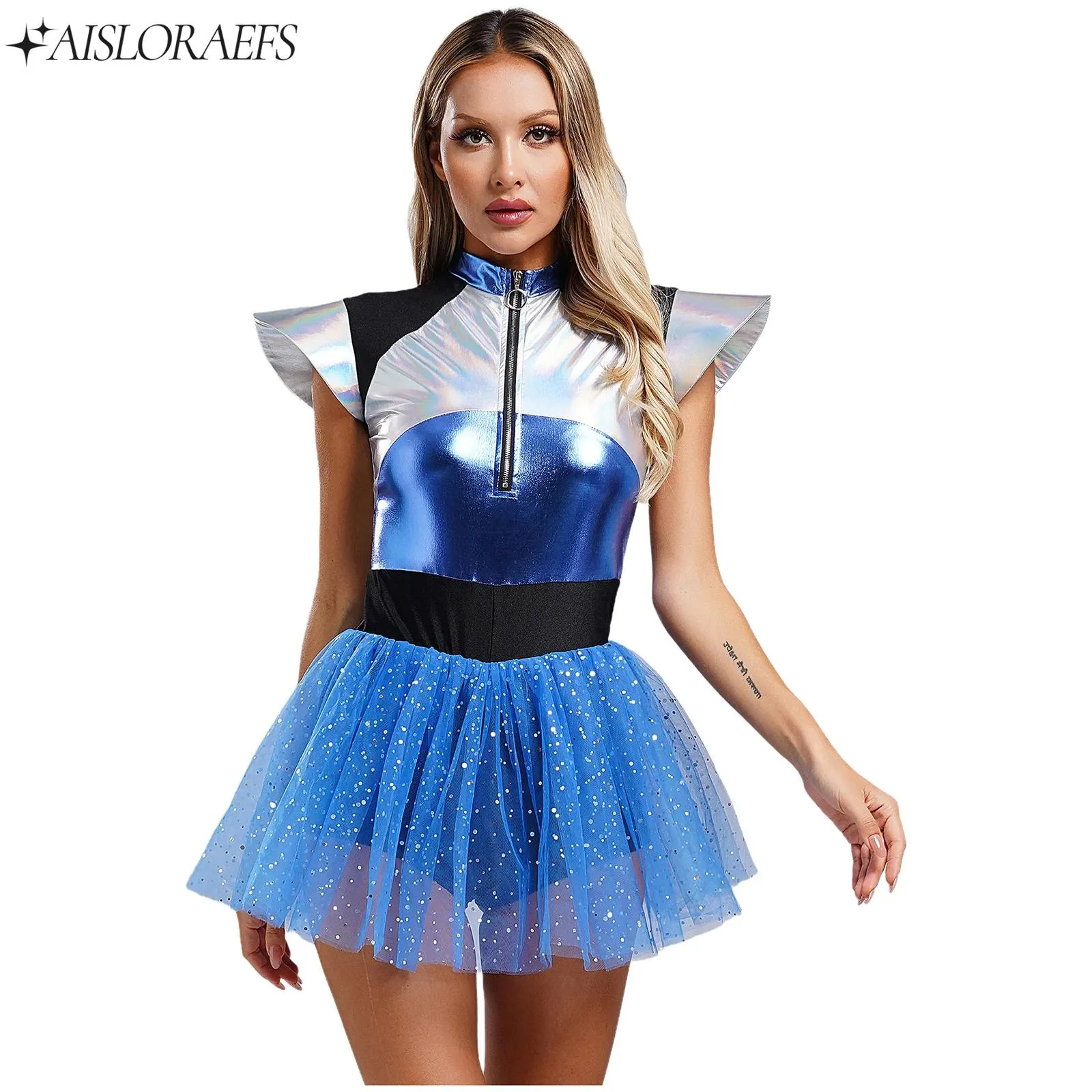 silver metallic alien dress Alien Costume