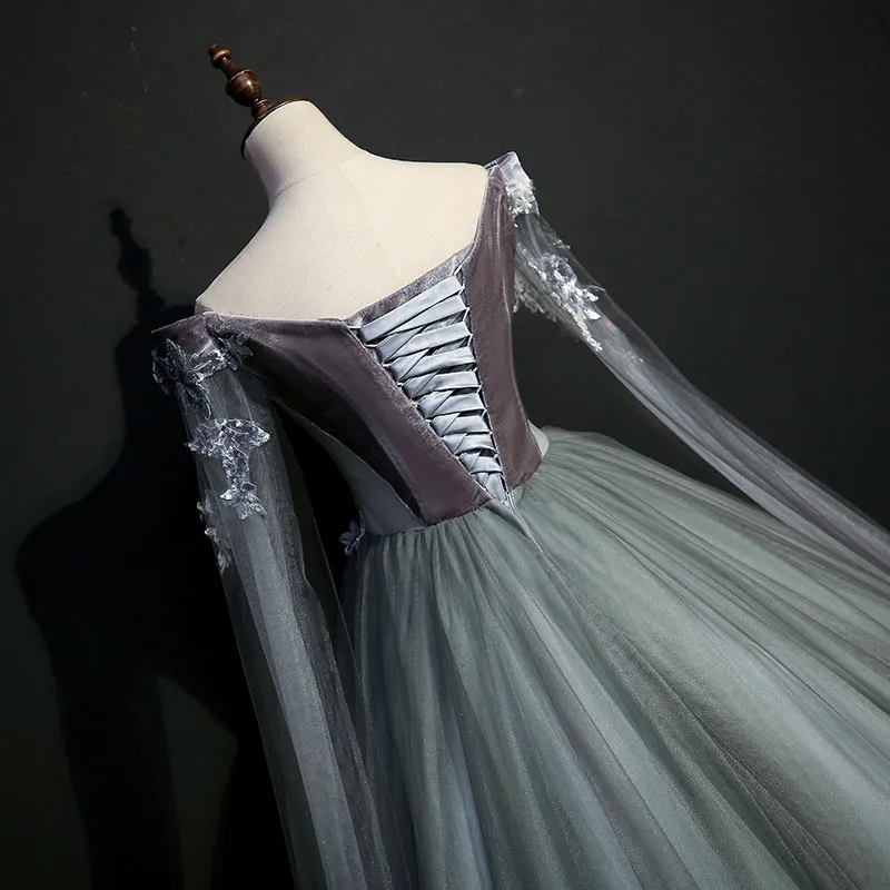Dark Grey 18th Century coronation Ball Gown - Medieval Renaissance Victorian Ball vintage prom dress
