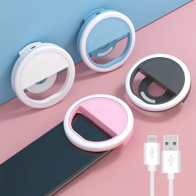 Rechargeable LED Selfie Ring Light Portable Clip-On Phone Lens