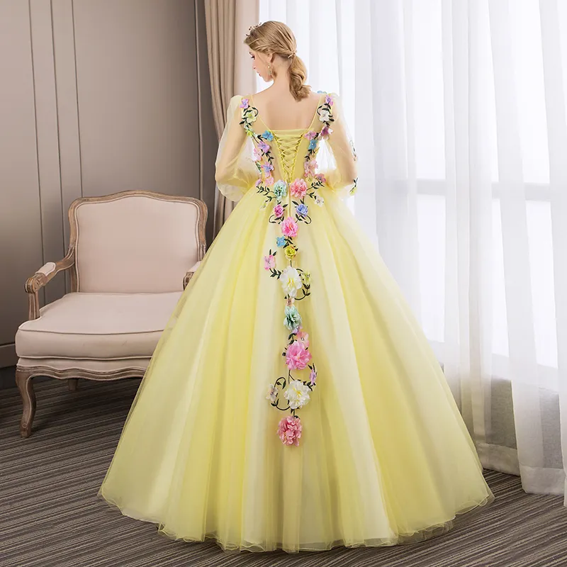 Medieval Yellow Princess Dress Light Yellow Silk Dress, Elegant