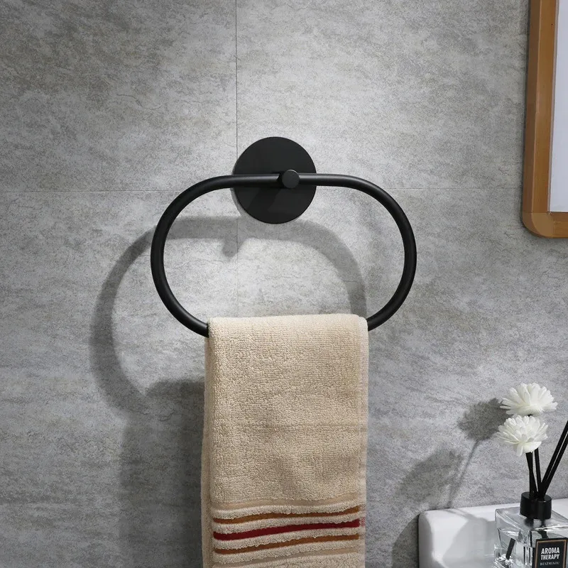Hand Towel Holder With Shelf – 304 Stainless Steel Adhesive Wall Mount, Silver, For Bathroom & Kitchen