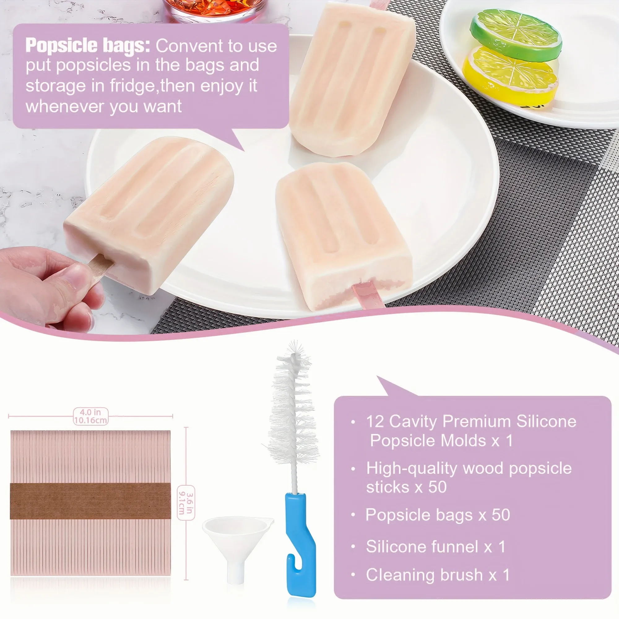 Silicone Popsicle Molds With Sticks & Accessories - 12 Cavity BPA-Free Ice Pop Maker Kit (Red) - View #8