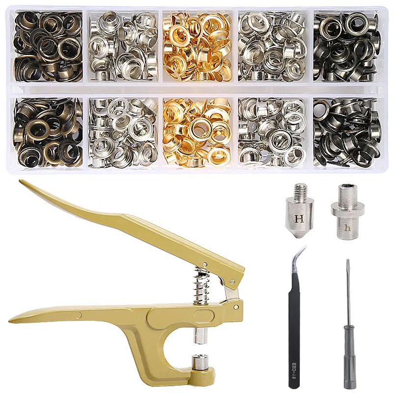 Craft Rivets Eyelets Premium Metal Eyelets Kit with Pliers: 5/10mm Grommets for Leather ...